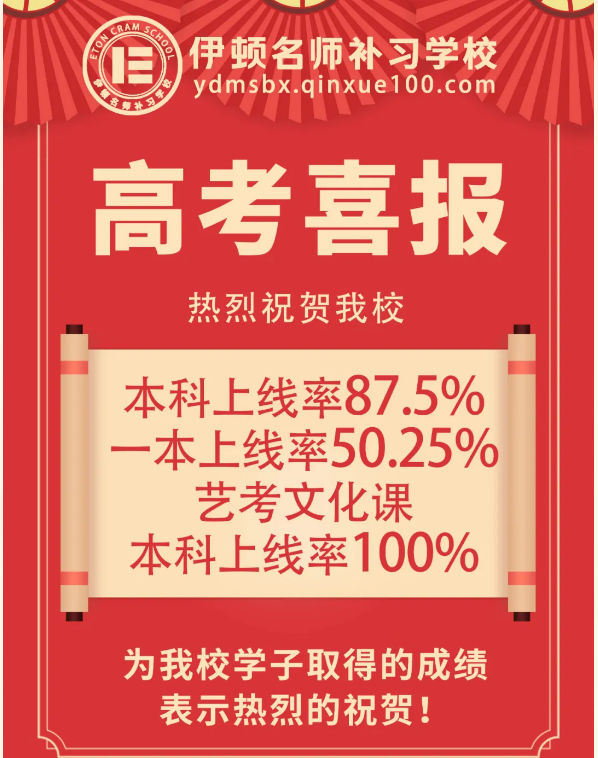 高考成绩！伊顿教育补习学校2020年高考成绩本科率87.5%！