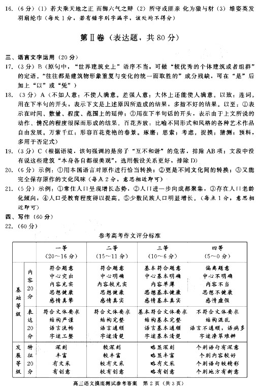 2022屆高三成都零診語(yǔ)文試題及參考答案分享！