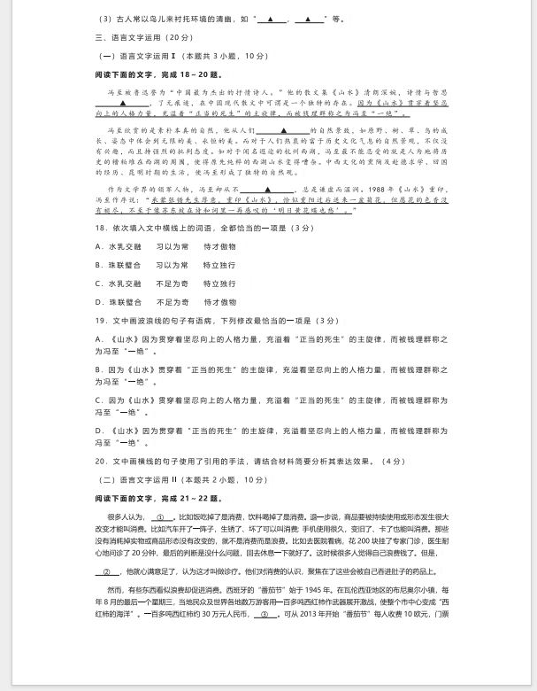 江苏盐城2022-2023高三第一学期期中考试语文试卷